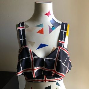 Cropped Ruffled Tank Top with Zip back